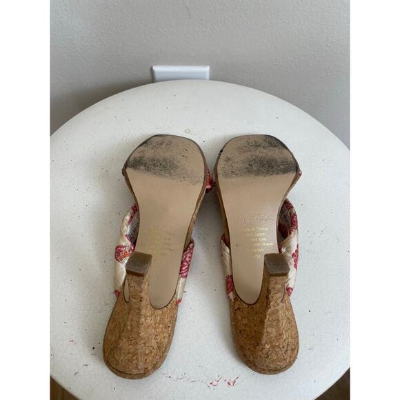 Y2K Paisley Satin Heels with Cork Bottom - Picture 8 of 10